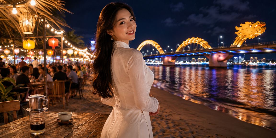 Người dùng Đà Nẵng kiểm tra voucher ưu đãi hi5 trên điện thoại bên bờ biển